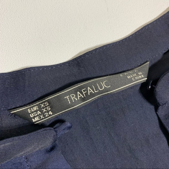 Zara XS navy blue silky blouse - Picture 2 of 6
